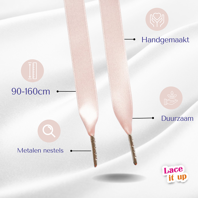 Blush Bloom – platte satijnen veters lichtroze