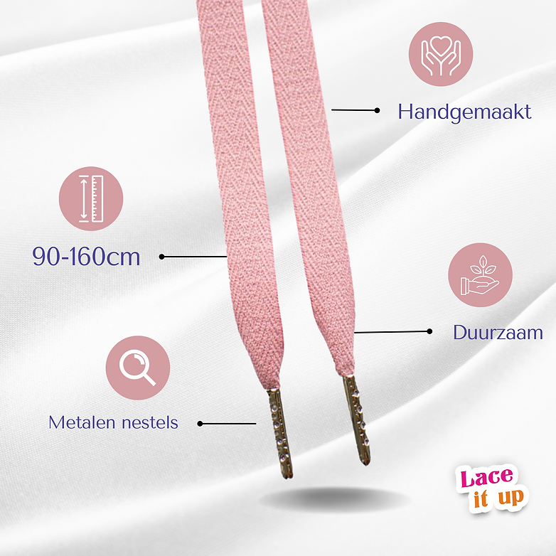 Dusty Rose – platte sneaker-veters in oudroze
