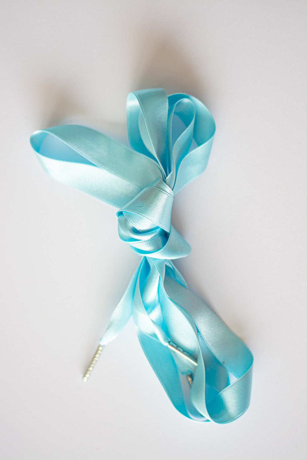 Schoenveters plat satijn luxe - aqua blauw breed