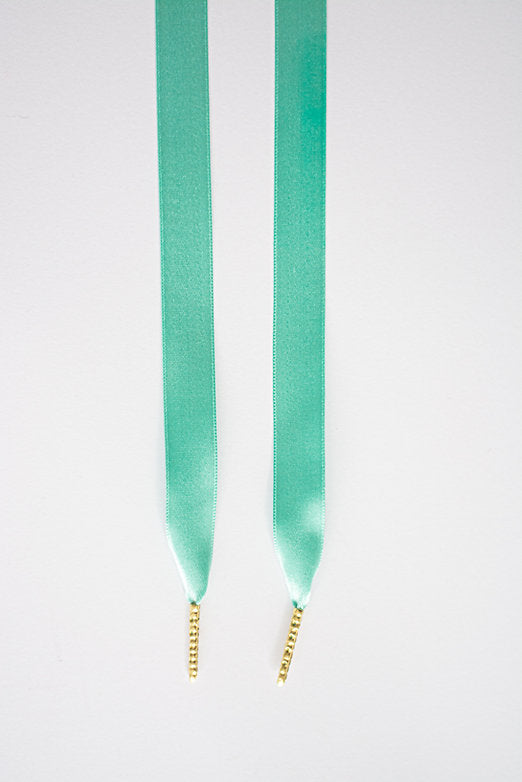 Schoenveters plat satijn luxe - mint groen breed