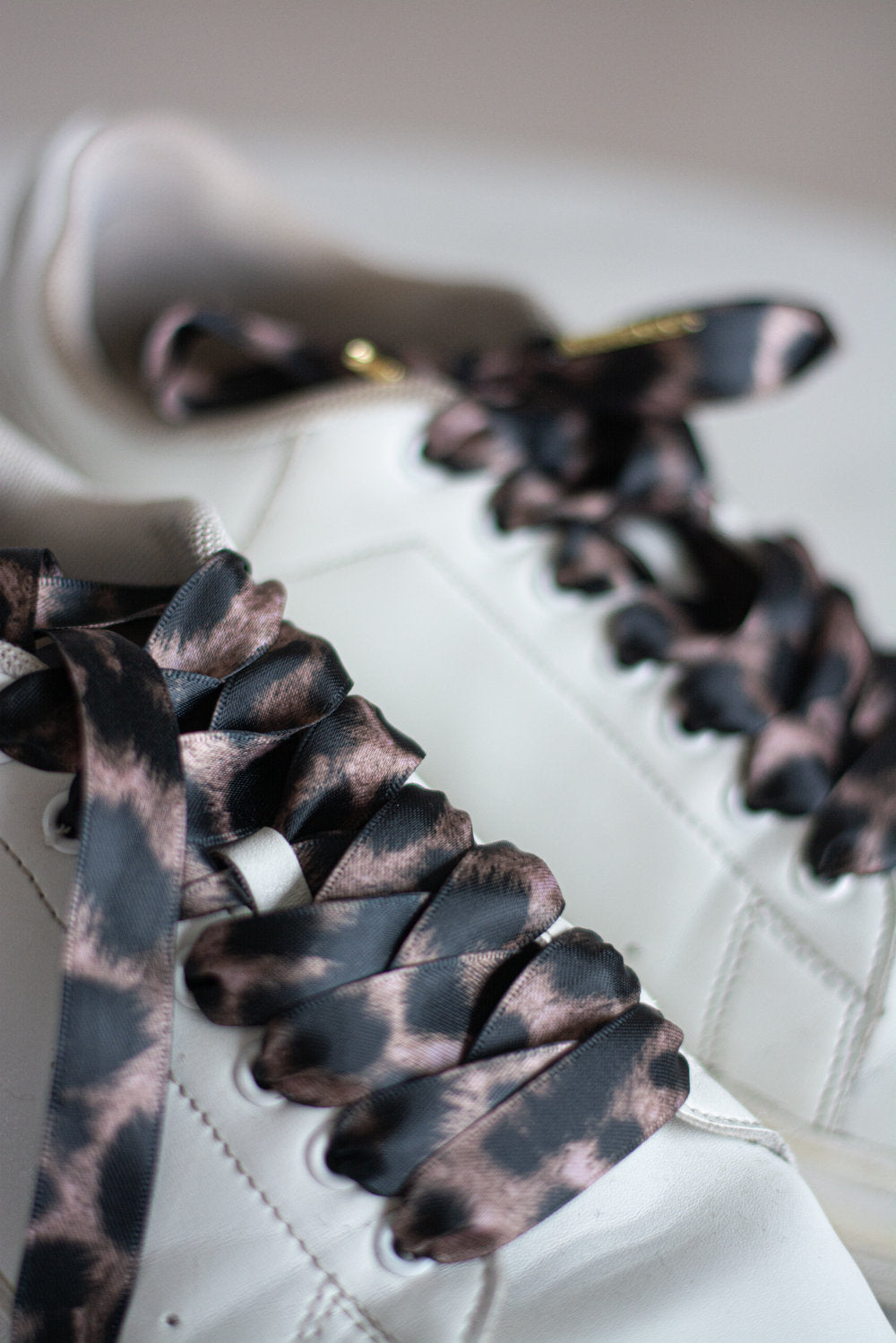 Schoenveters plat satijn luxe - luipaard print