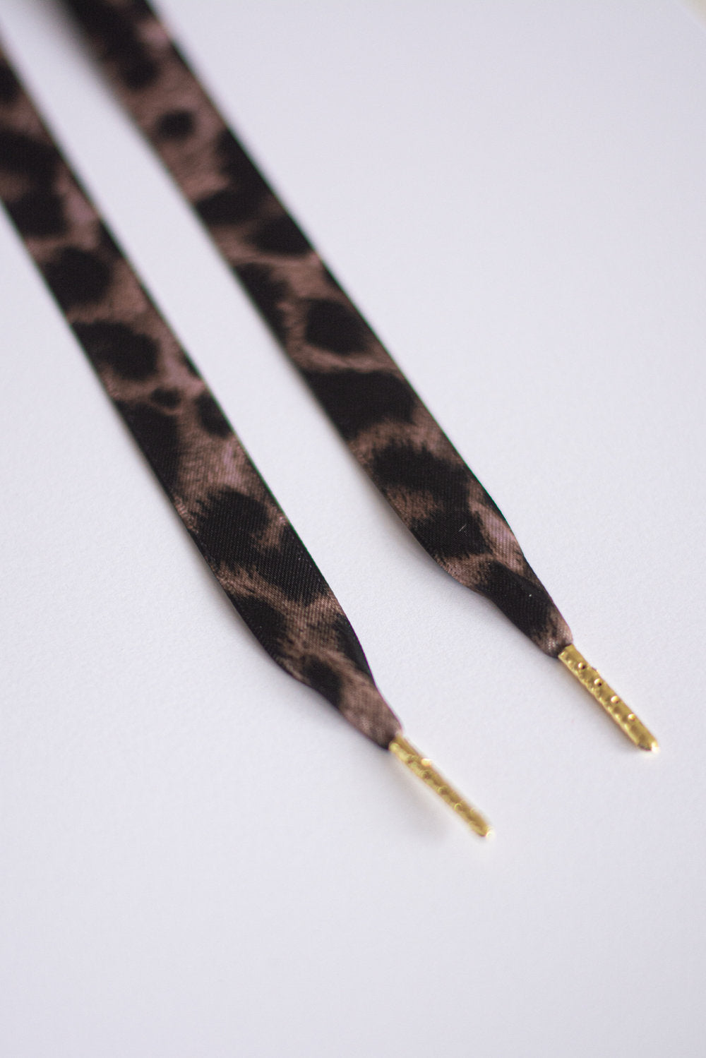 Schoenveters plat satijn luxe - luipaard print