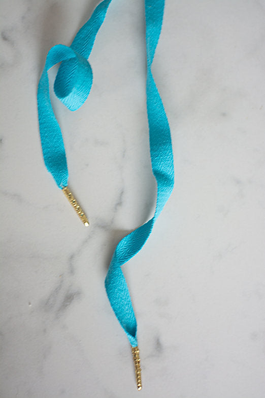 Tropical Blue – platte veters turquoise blauw