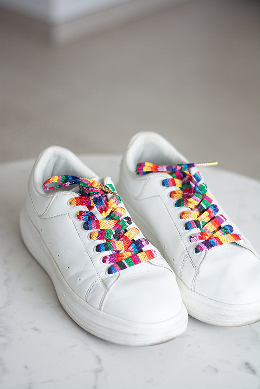 Schoenveters plat - kleurrijke strepen