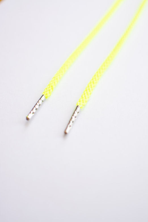 Schoenveters rond koord fluo geel