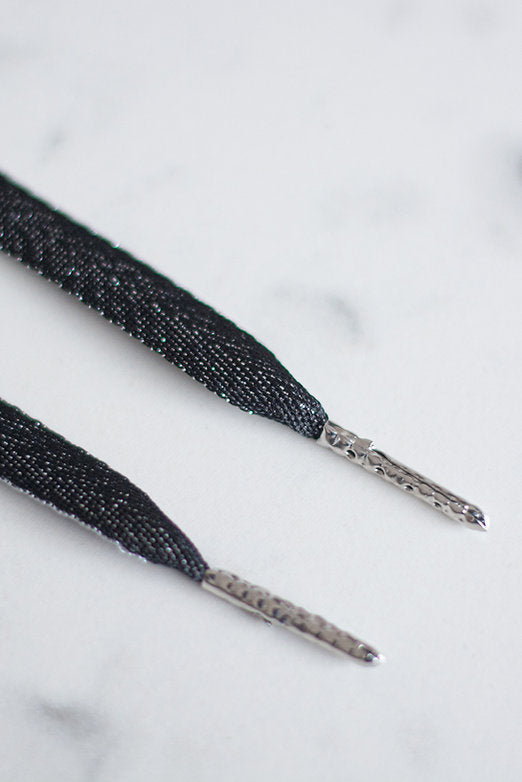 Cosmic Night – platte veters zwart met glitter