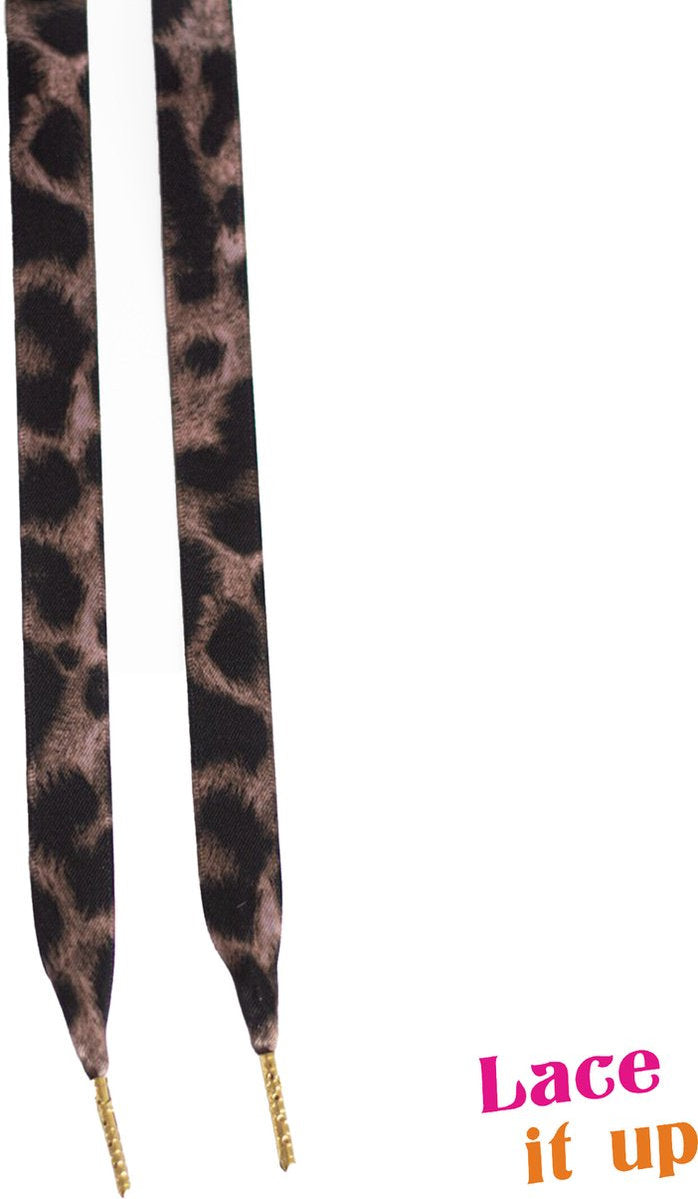 Schoenveters plat satijn luxe - luipaard print