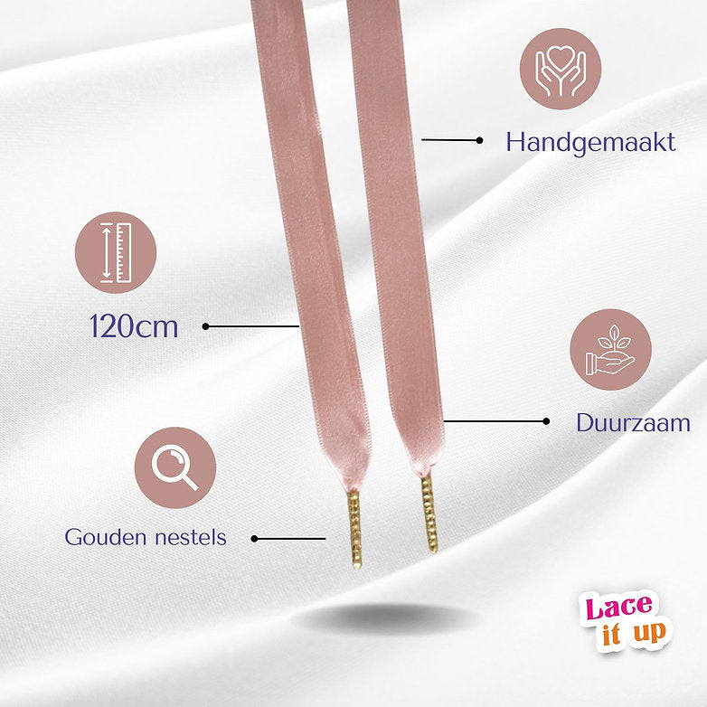 Blush Silk – satijnen sneaker-veters in zalmroze