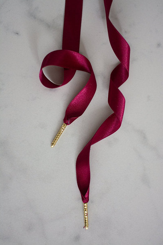 Schoenveters plat satijn luxe - bordeaux rood