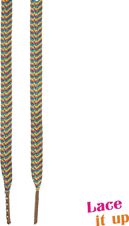 Schoenveters plat - kleurrijke chevron streepjes