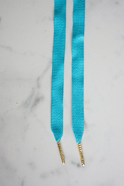 Tropical Blue – platte veters turquoise blauw