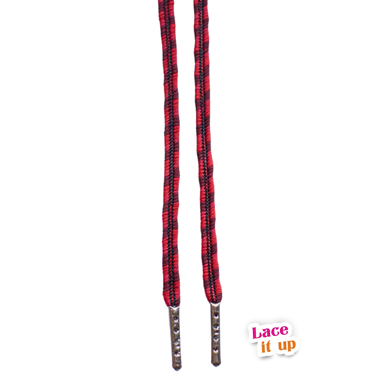 Midnight Flame – ronde veters zwart-rood gestreept