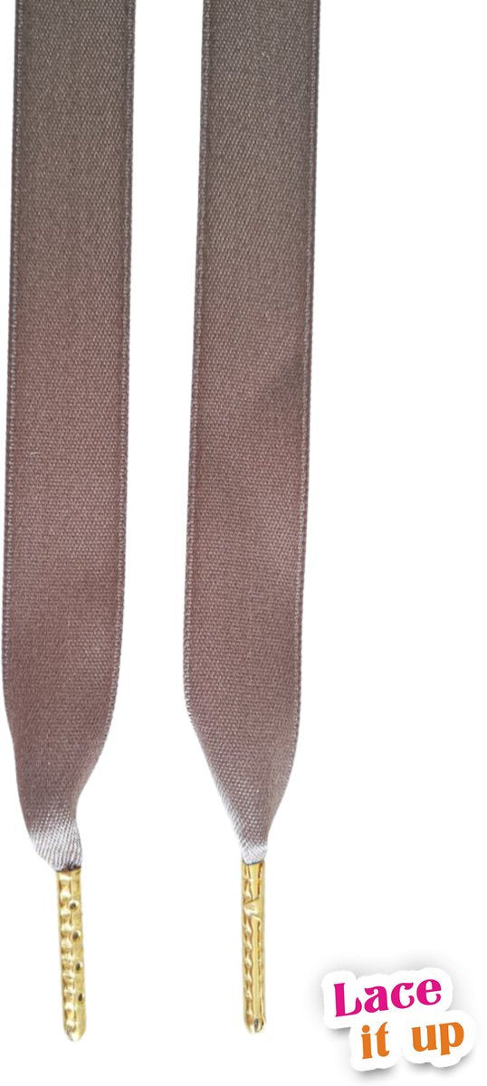 Smoky Silk – satijnen sneaker-veters in donker taupe