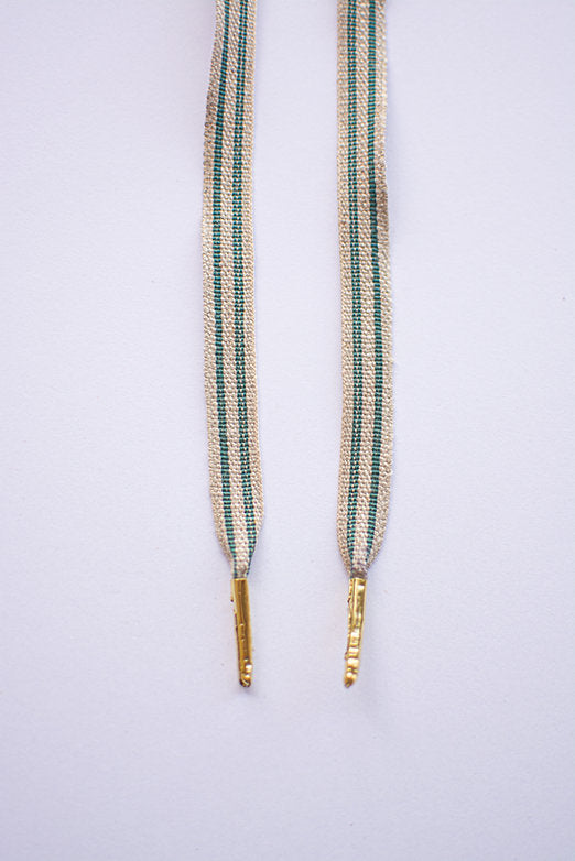 Olive Trail – linnenlook sneaker-veters met groene streep