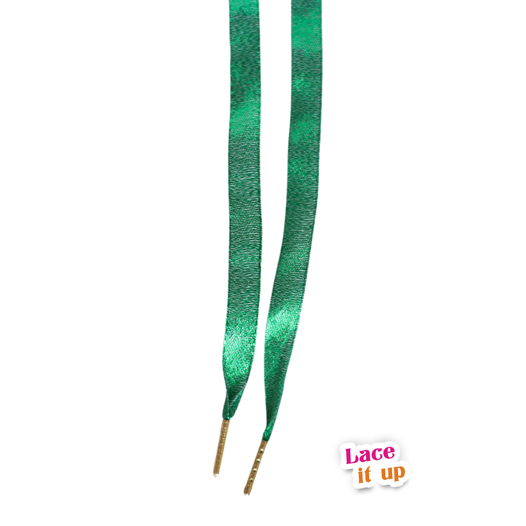 Glittergroen Gala - platte groene veters met glinstering