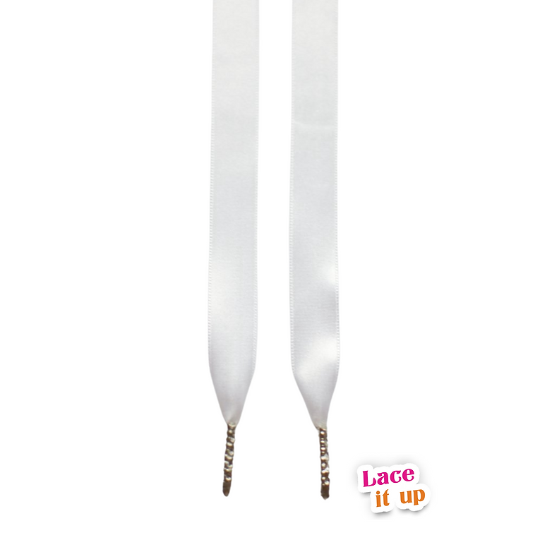 Ice Ribbon – extra brede satijnen veters in wit