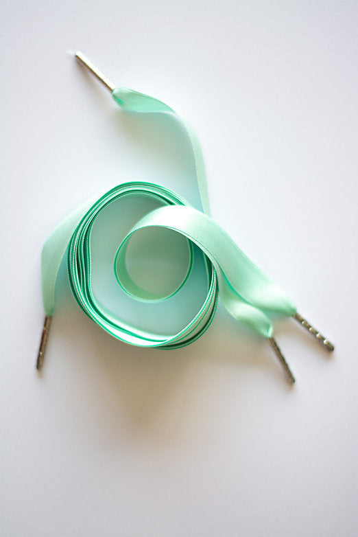 Mint Condition – platte satijnen veters tiffany groen