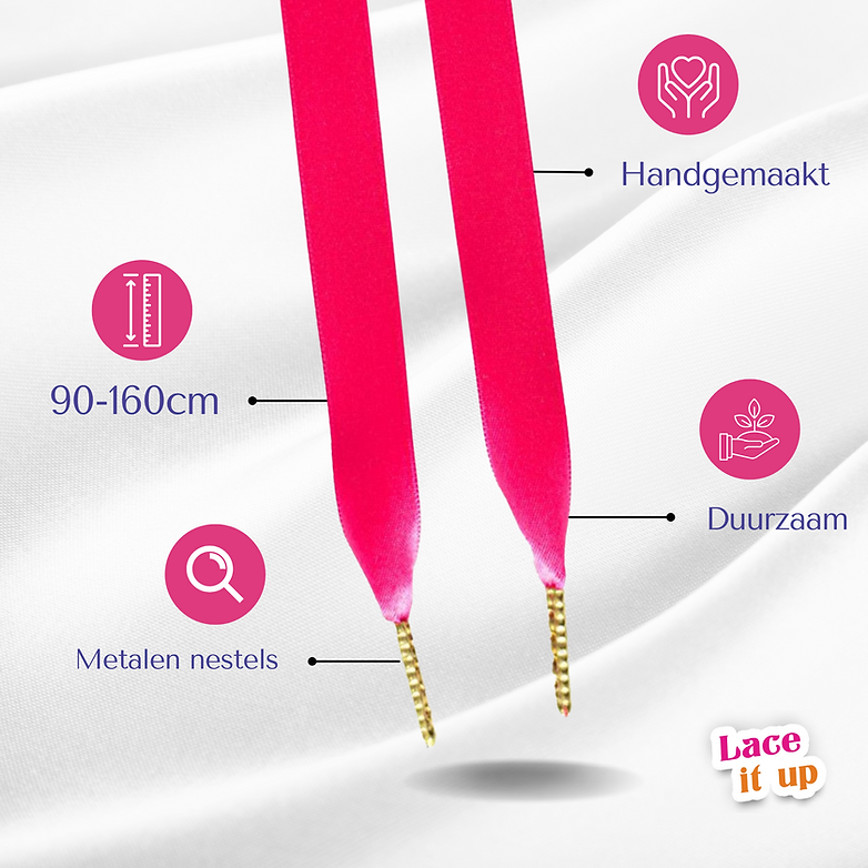 Flamingo Pop – satijnen sneaker-veters in fuchsia roze