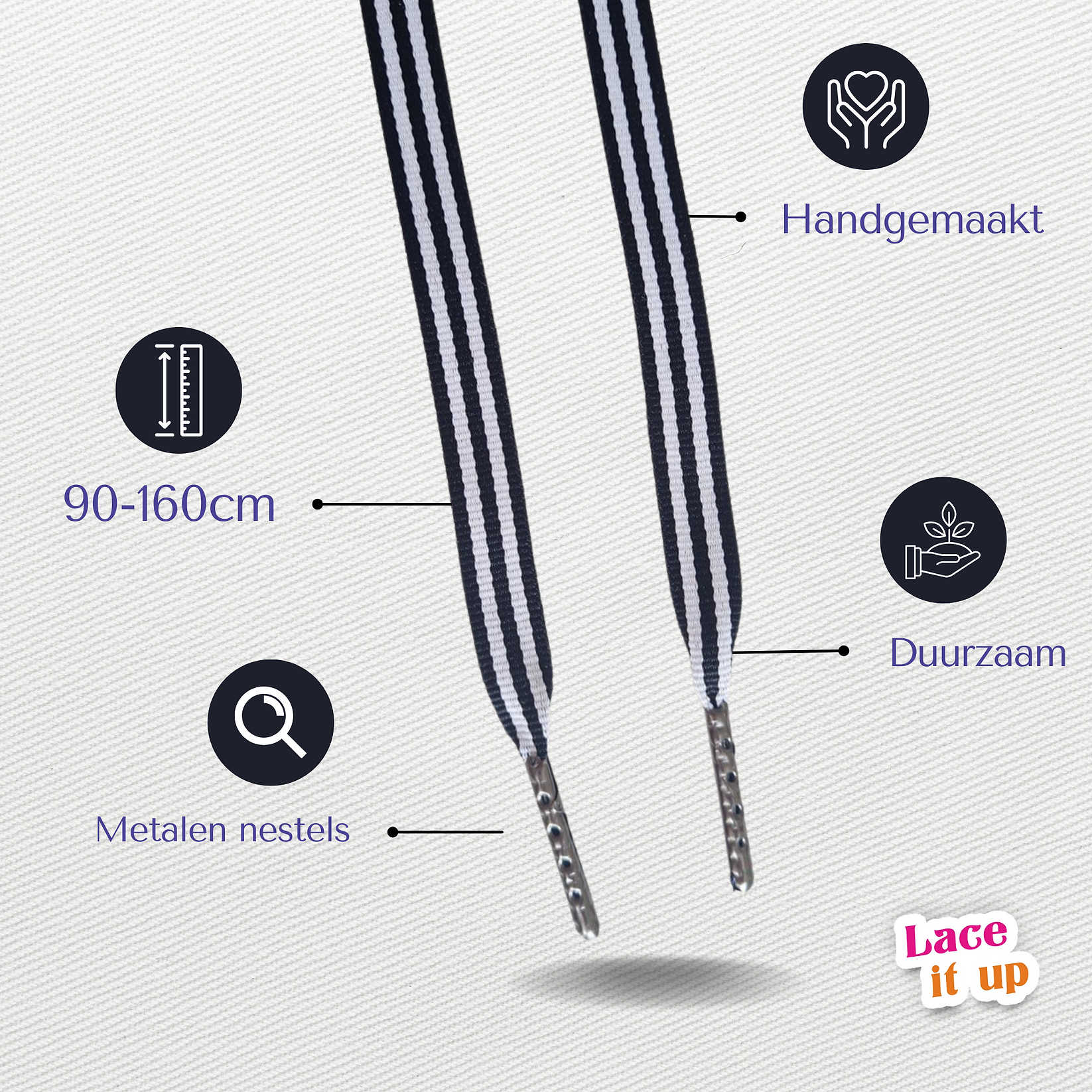 Zebra Steps - Platte veters zwart wit gestreept