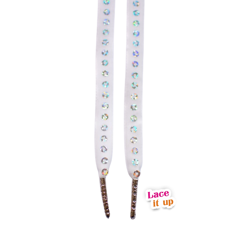 Stardust White – platte veters met pailletten