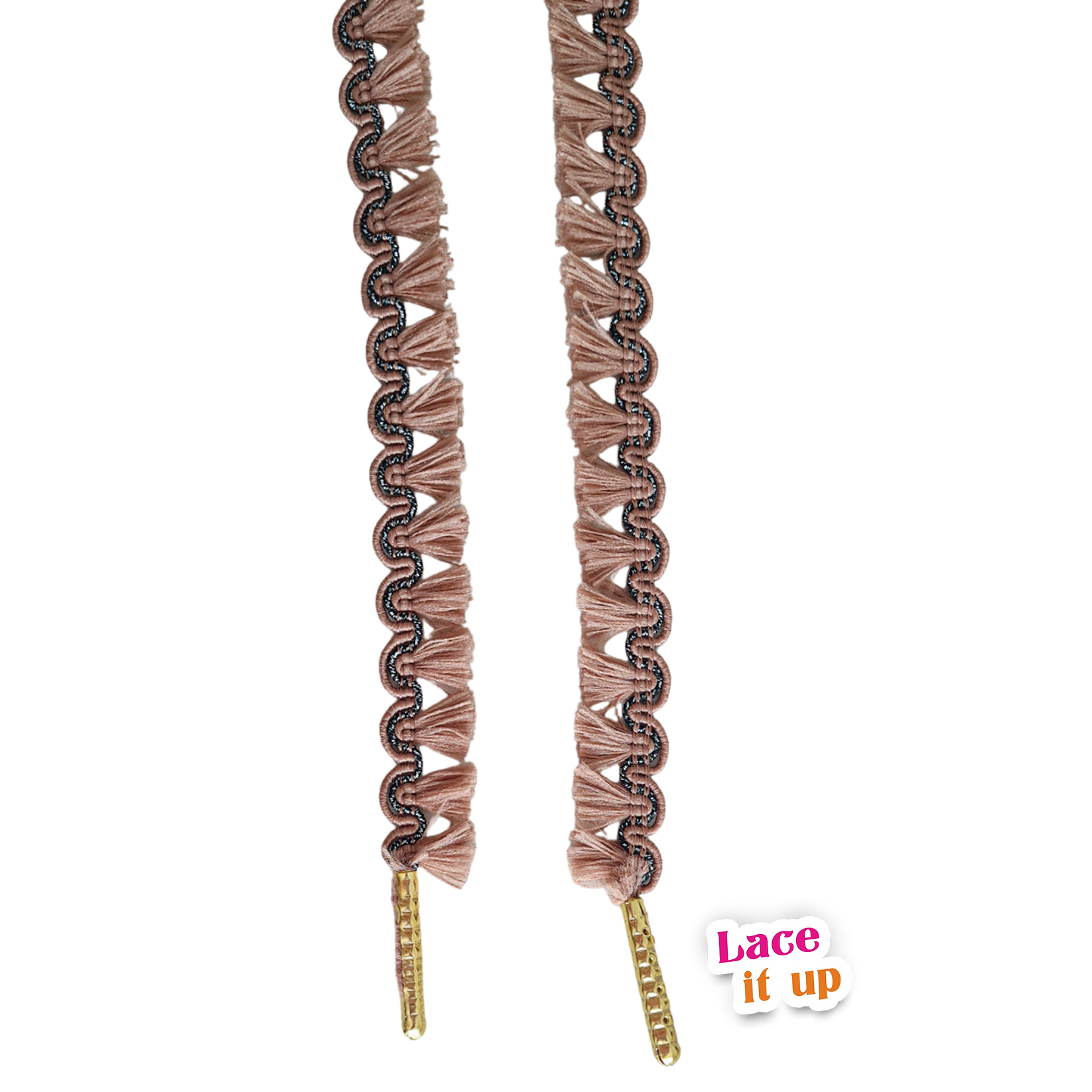 Schoenveters plat bruine kwastjes