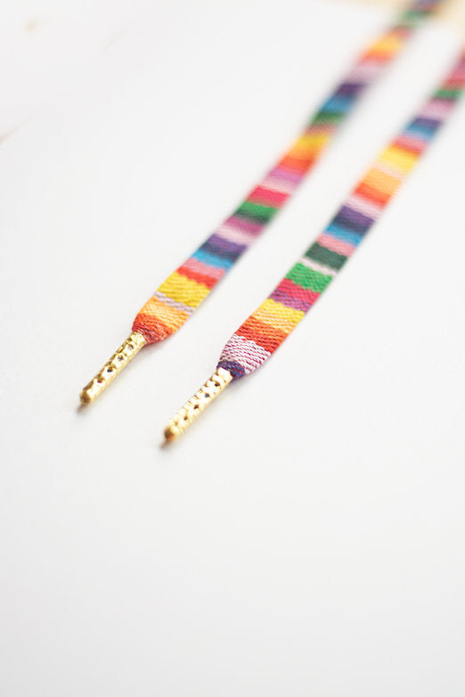 Schoenveters plat - kleurrijke strepen