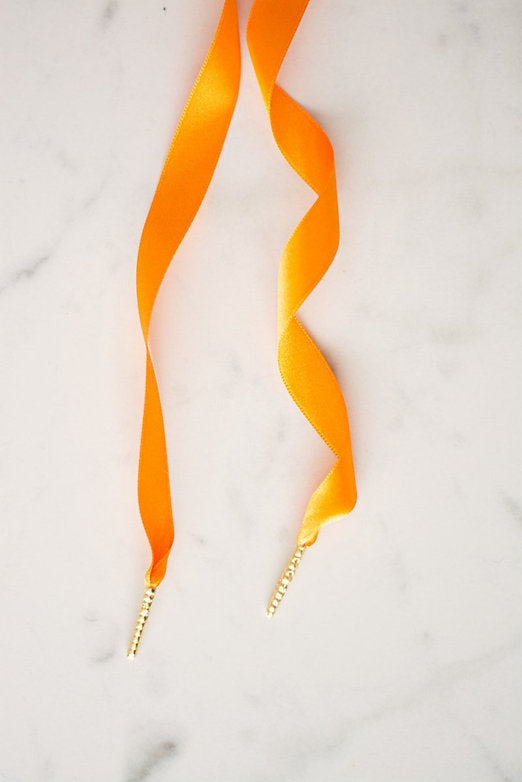 🧡 Golden Tangerine – platte satijnen veters oranje