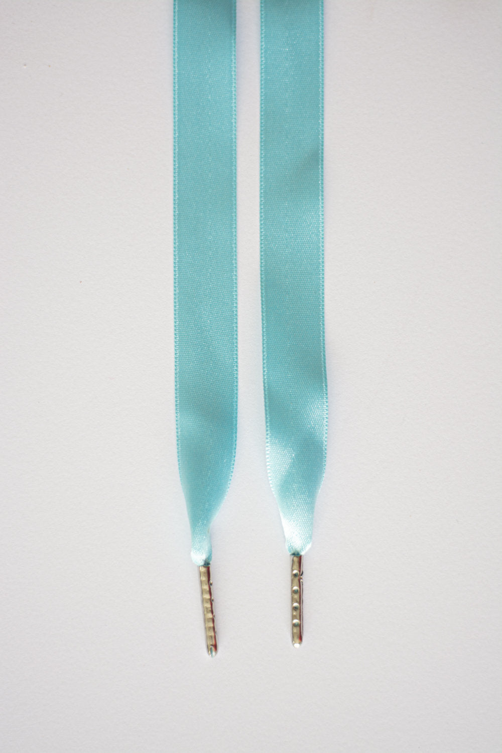 Schoenveters plat satijn luxe - aqua blauw breed