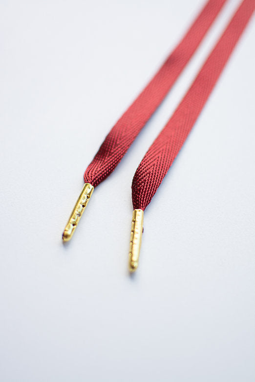 Schoenveters plat - glanzend bordeaux rood