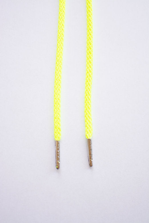 Schoenveters rond koord fluo geel