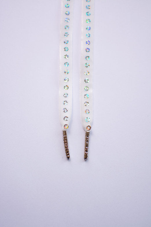 Stardust White – platte veters met pailletten