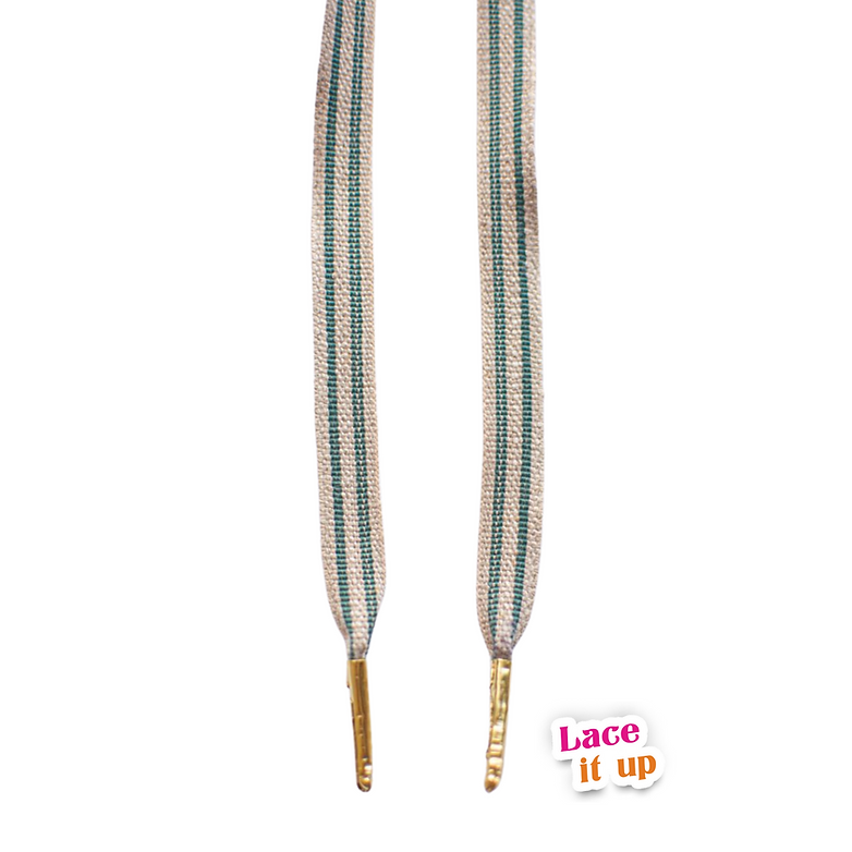 Olive Trail – linnenlook sneaker-veters met groene streep