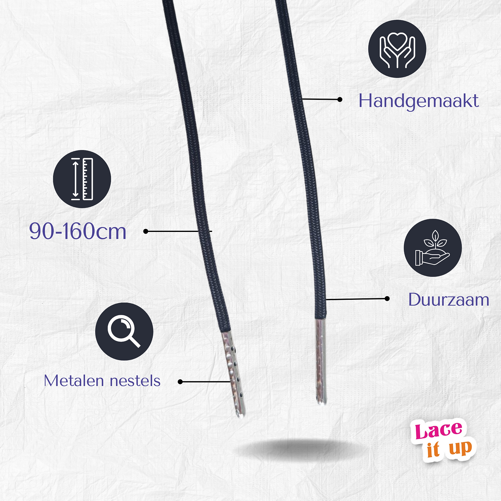 Classic Core – ronde veters zwart fijn