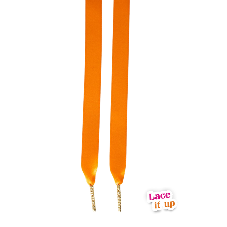🧡 Golden Tangerine – platte satijnen veters oranje