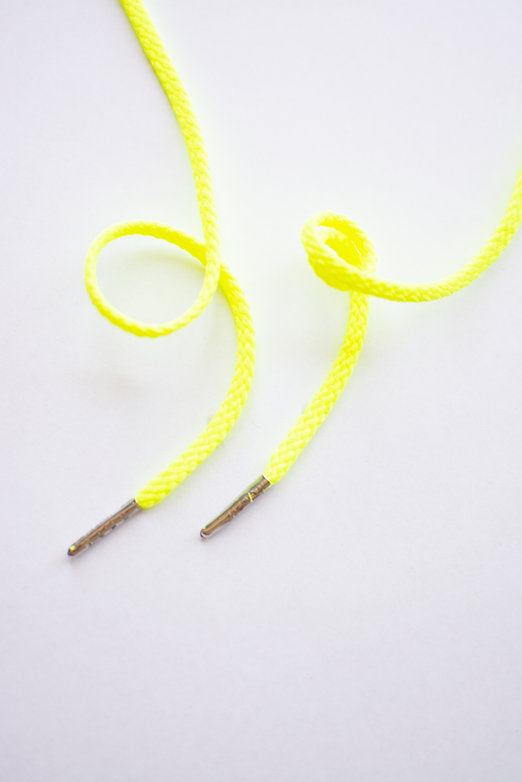 Schoenveters rond koord fluo geel