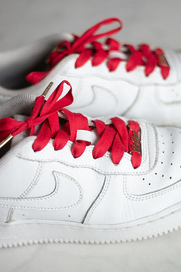Basic red - 100% katoenen schoenveters uni plat keper