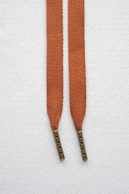 Schoenveters - uni cognac bruin plat