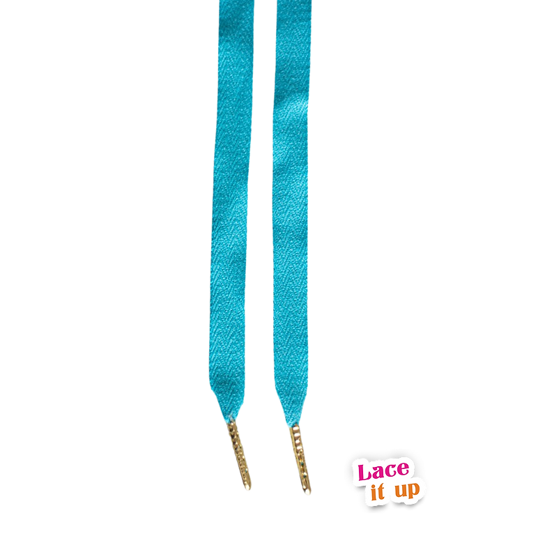 Tropical Blue – platte veters turquoise blauw