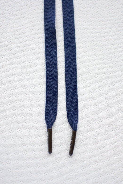 Schoenveters - uni donker blauw plat