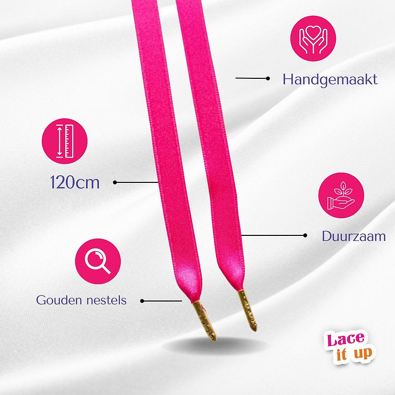Pink Wink – smalle satijnen sneaker-veters in fuchsia