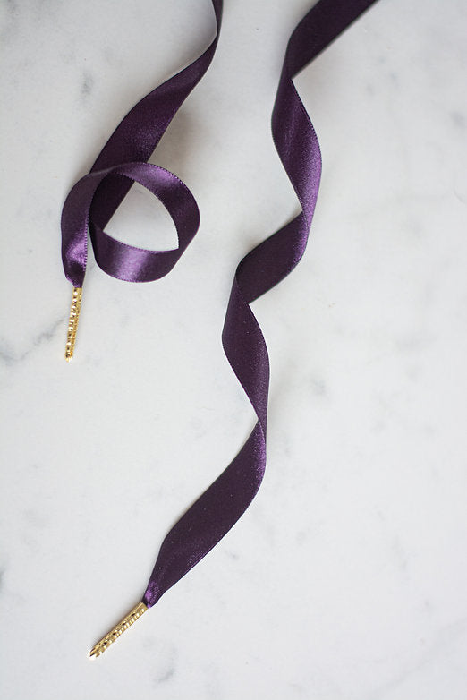 Royal Fig – satijnen sneaker-veters in auberginepaars