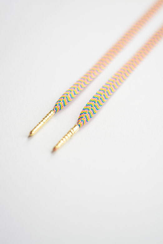Schoenveters plat - zig zag chevron kleurrijk