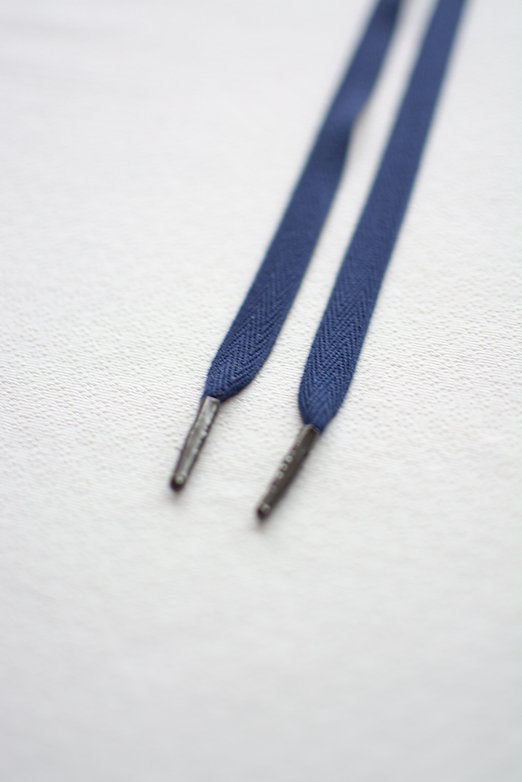 Schoenveters - uni donker blauw plat