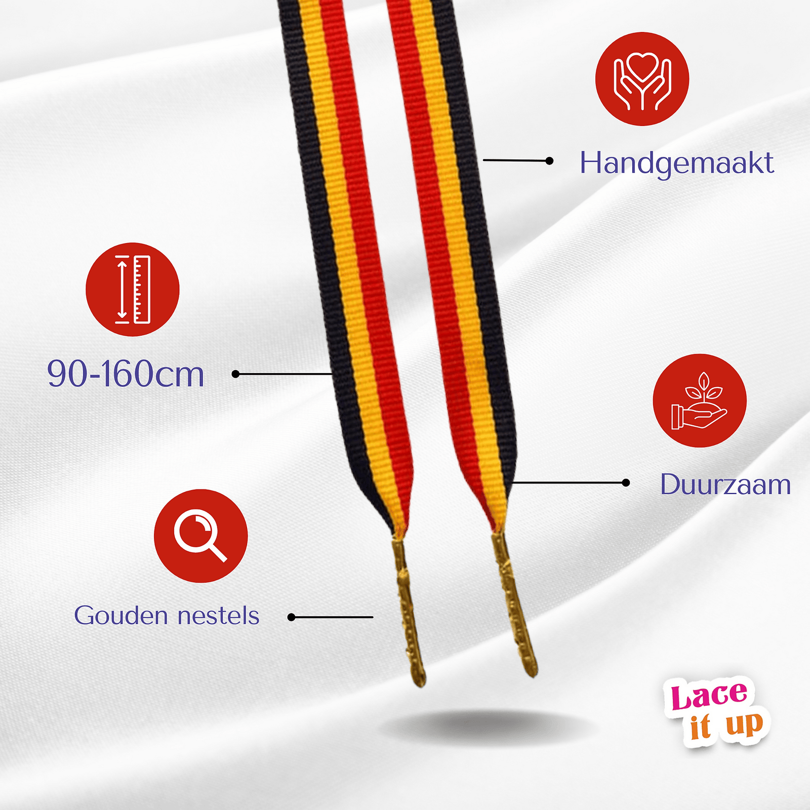 Belgian Bold – sneaker-veters in zwart-geel-rood