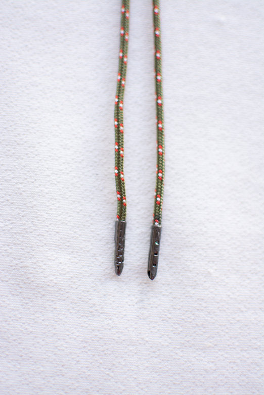 Schoenveters rond - groen met rode stipjes