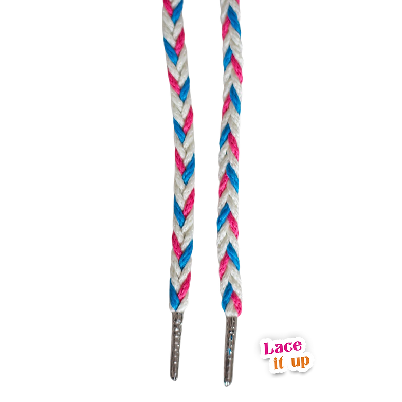 Cotton Candy Braid – gevlochten veters wit met blauw en roze