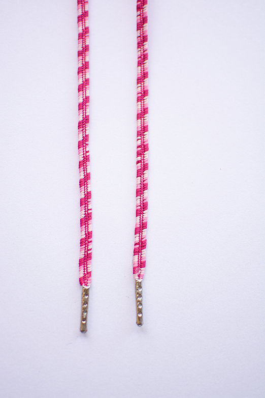 Sugar Stripes – platte veters roze met witte streepjes