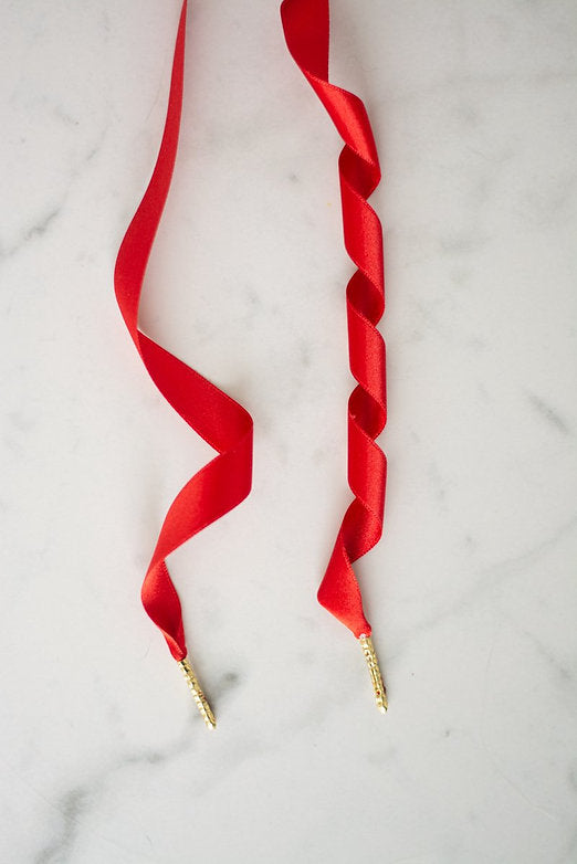 Schoenveters plat satijn luxe - rood breed