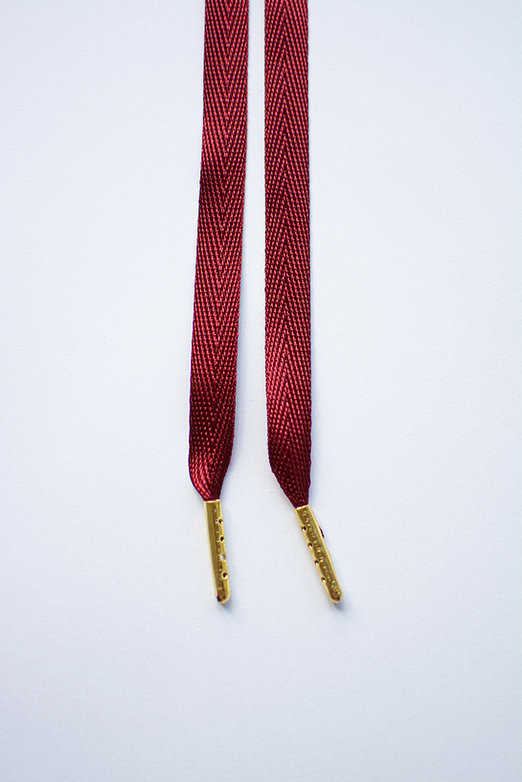 Schoenveters plat - glanzend bordeaux rood