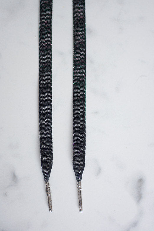 Cosmic Night – platte veters zwart met glitter